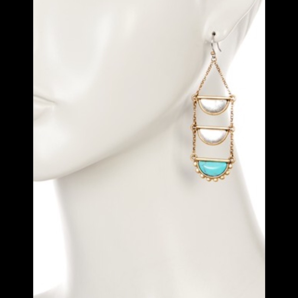 ☘️Two-Tone Turquoise Stone Ladder Drop Earrings☘️ - Picture 3 of 3